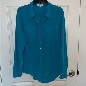 Vince Camuto Vibrant Blue Silk Shirt Long Sleeve